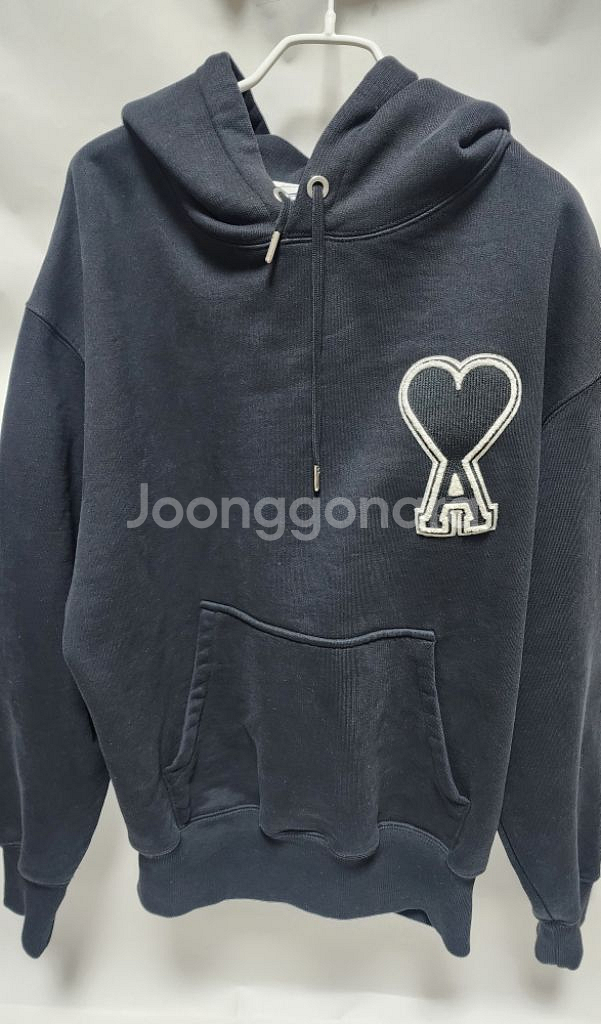 아미 빅하트 로고 블랙 후드티 (M사이즈)--0