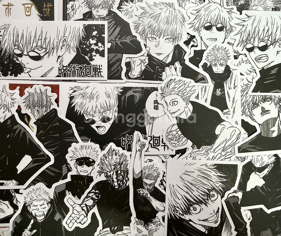 주술회전 흑백 스티커 110p 애니 인스 조각스티커 고죠--0