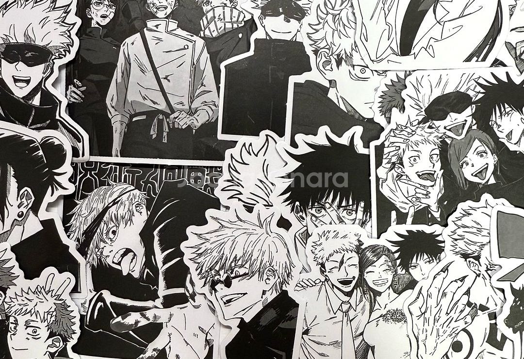 주술회전 흑백 스티커 110p 애니 인스 조각스티커 고죠--1