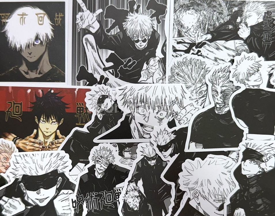 주술회전 흑백 스티커 110p 애니 인스 조각스티커 고죠--2