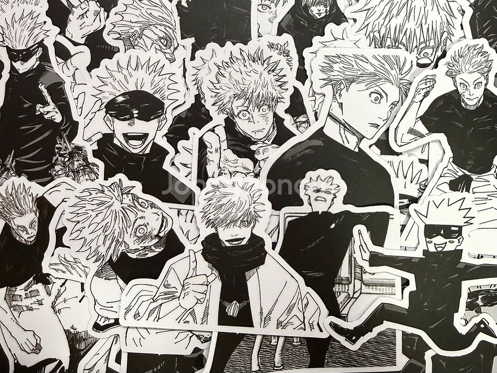 주술회전 흑백 스티커 110p 애니 인스 조각스티커 고죠--6