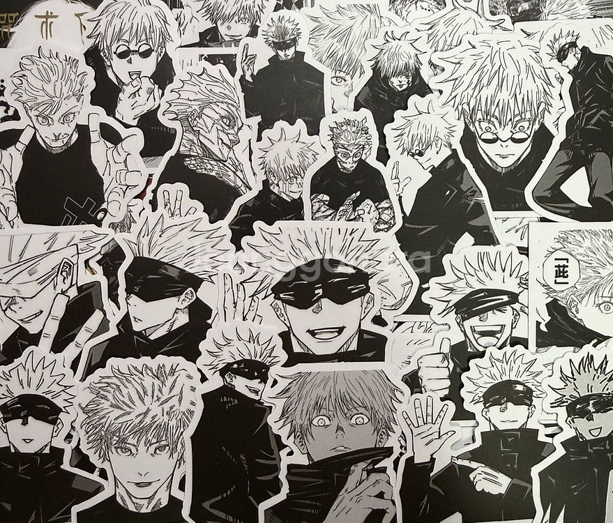 주술회전 흑백 스티커 110p 애니 인스 조각스티커 고죠--4