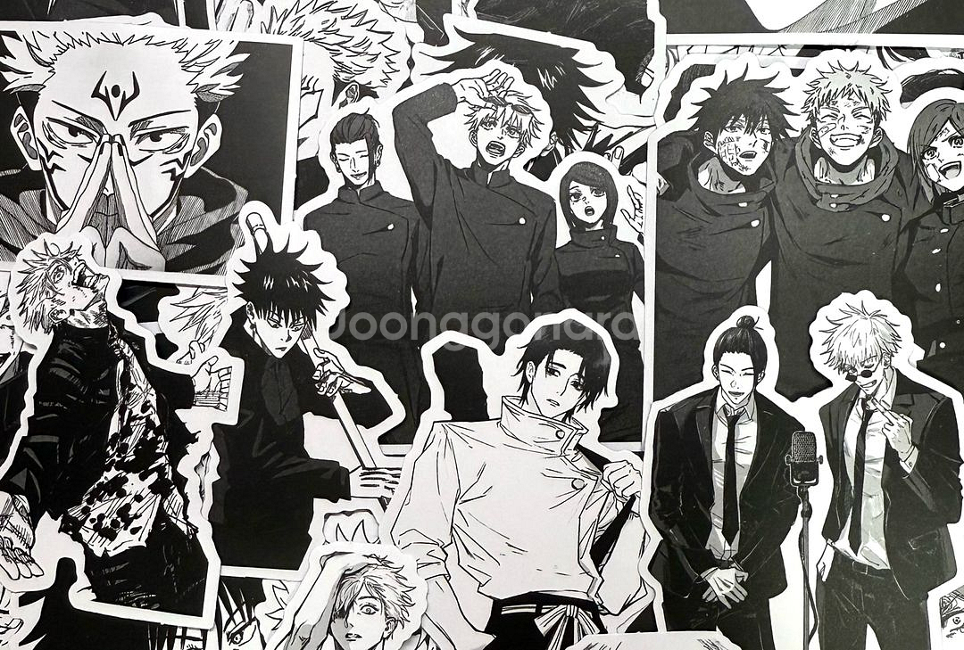 주술회전 흑백 스티커 110p 애니 인스 조각스티커 고죠--5