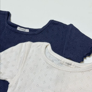 꼬숑 윙크 티셔츠 xs 크림, 네이비