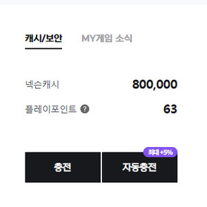 넥슨캐시 80만원 선물식 판매합니다 80%