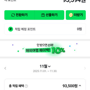 네이버페이 포인트 93,500원