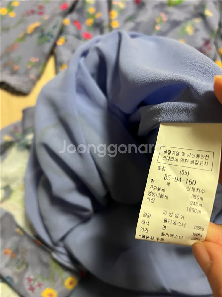 듀엘 DEWL 레이스 자수 포인트 플라워 롱원피스 플레어 쉬폰 꽃무늬 블루 하늘색 소라색--8