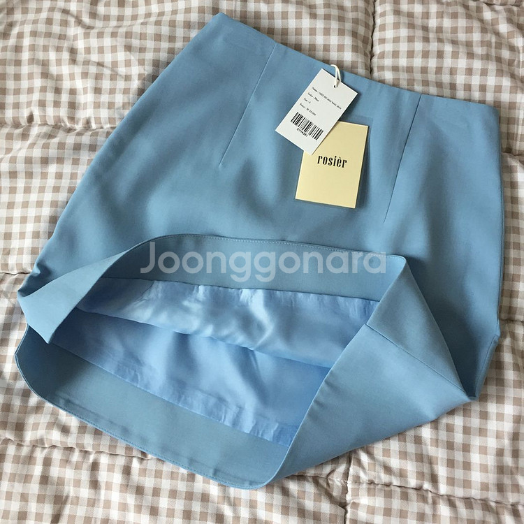 택포) 로지에 하늘색 슬릿 h라인 미니스커트 결혼식 하객룩 졸업사진 w컨셉 무신사 에이블리 지그재그--4