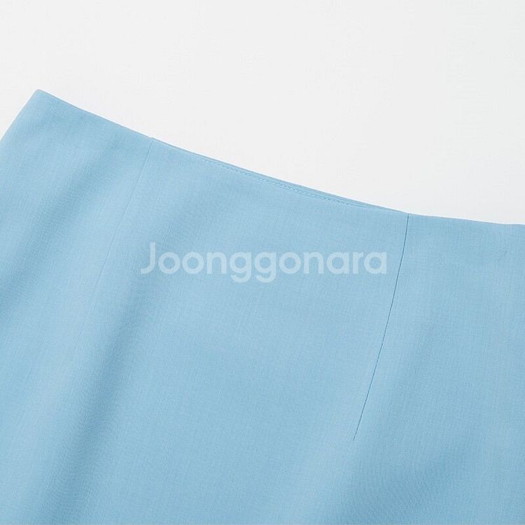 택포) 로지에 하늘색 슬릿 h라인 미니스커트 결혼식 하객룩 졸업사진 w컨셉 무신사 에이블리 지그재그--3