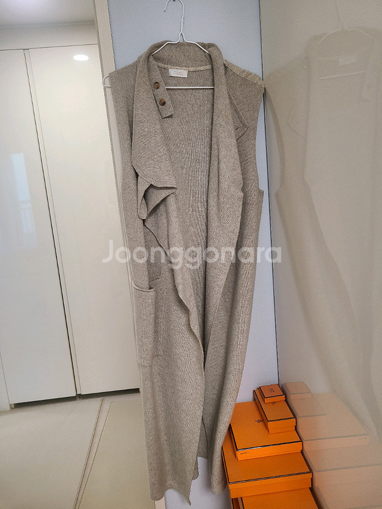 타임 울니트 롱 조끼베스트--0