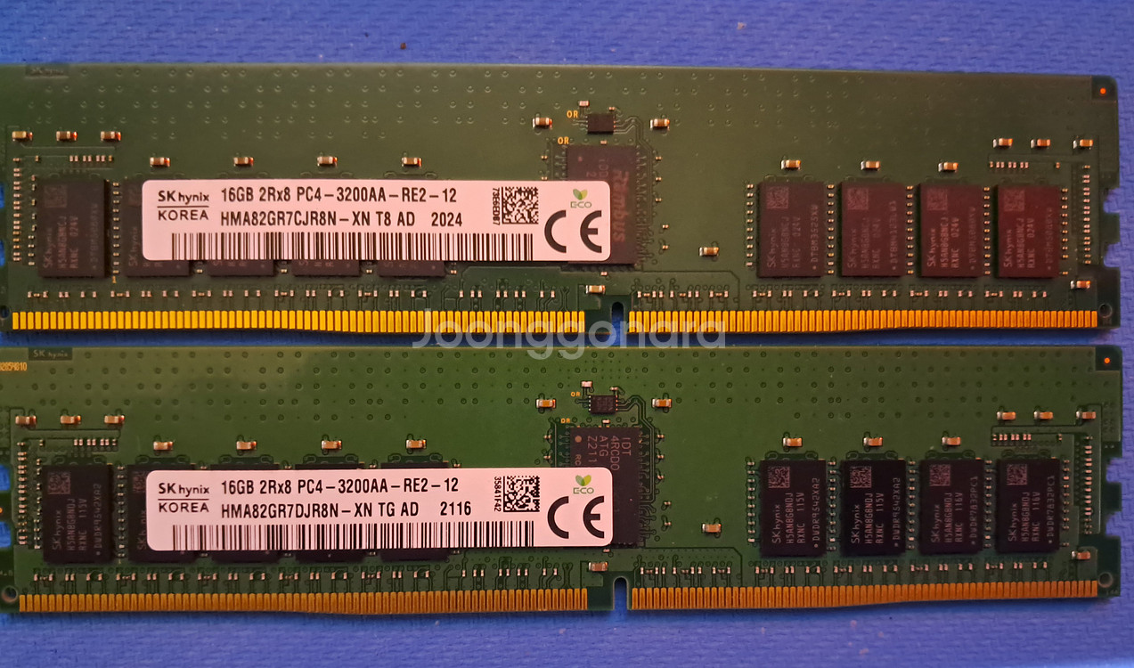 SK ECC REG DDR4 3200AA 2Rx8 16GB 메모리 2개--0