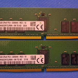 SK ECC REG DDR4 3200AA 2Rx8 16GB 메모리 2개
