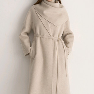 마인 캐시미어 블렌드 핸드메이드 벨티드 패널 코트