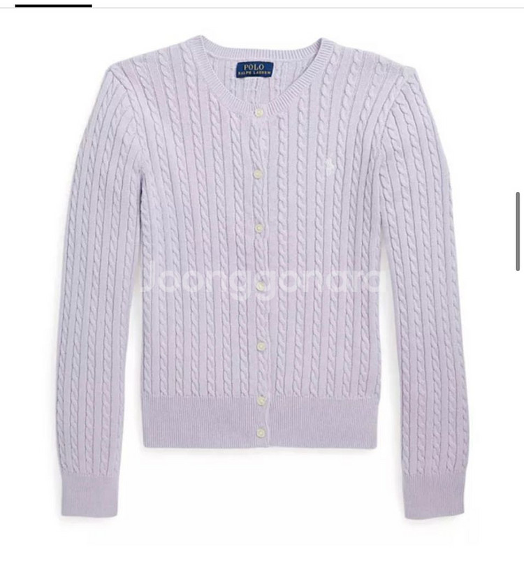 폴로 랄프로렌 케이블 가디건 걸즈XL 플라워퍼플 연보라--0