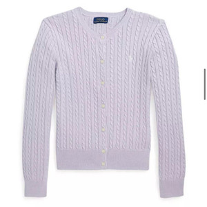 폴로 랄프로렌 케이블 가디건 걸즈XL 플라워퍼플 연보라