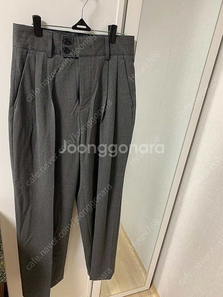 무탠다드더블버튼와이드슬랙스미디엄그레이27--0