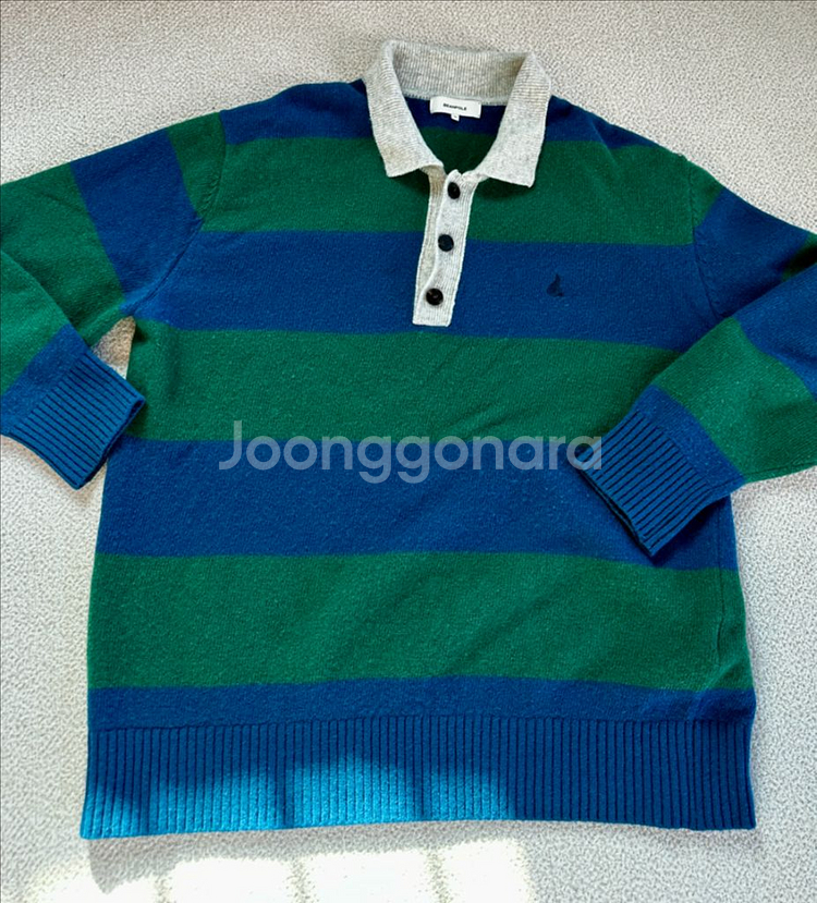 (xl) 빈폴 맨즈 그린 럭비 보더 카라 풀오버 니트--0