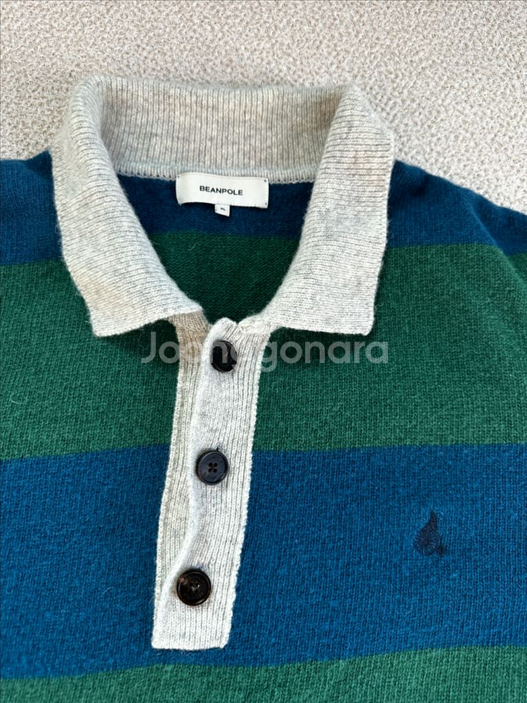 (xl) 빈폴 맨즈 그린 럭비 보더 카라 풀오버 니트--2