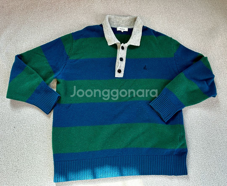(xl) 빈폴 맨즈 그린 럭비 보더 카라 풀오버 니트--1