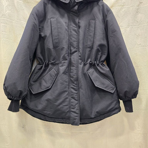 올리브데올리브 검정색 후드 다운패딩 점퍼 허리 스트링 S~M