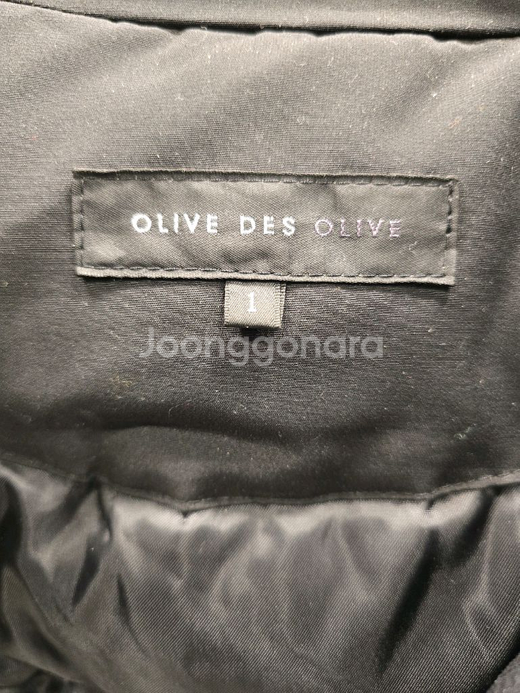 올리브데올리브 검정색 후드 다운패딩 점퍼 허리 스트링 S~M--7