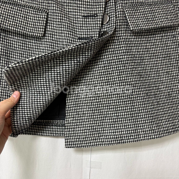 [M]하운드투스 체크 모직 스커트(블랙)--2
