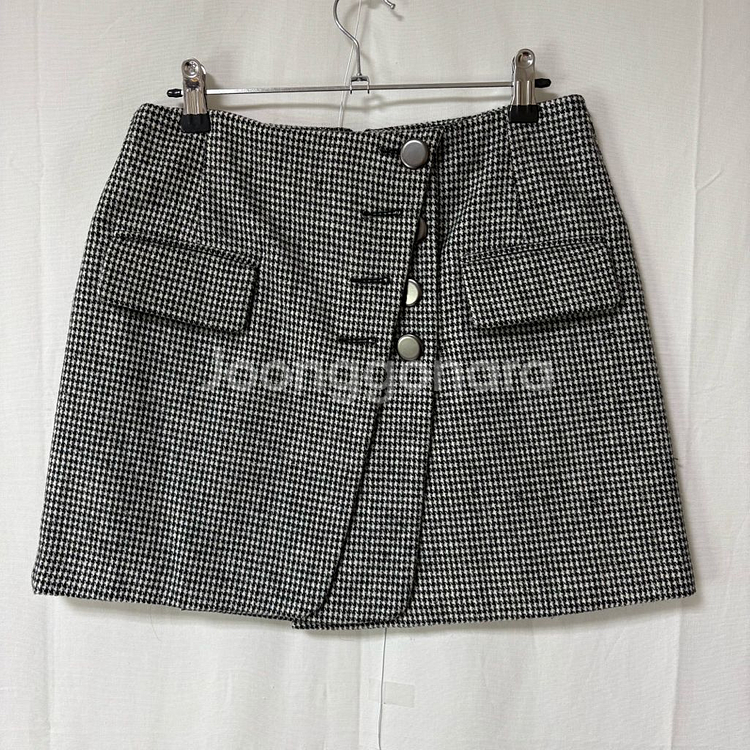 [M]하운드투스 체크 모직 스커트(블랙)--0