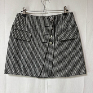 [M]하운드투스 체크 모직 스커트(블랙)