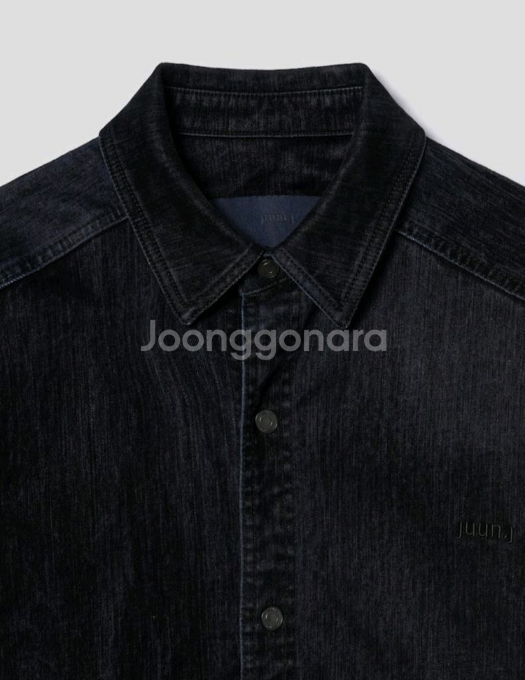 (새제품)준지/슬럽벨벳 데님 코치 셔츠 블랙/46--2