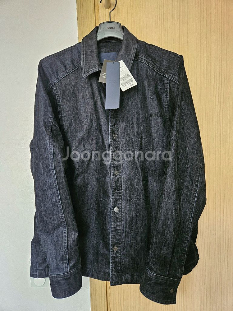 (새제품)준지/슬럽벨벳 데님 코치 셔츠 블랙/46--7