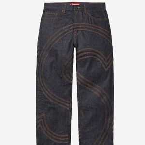 슈프림 S 로고 리지드 배기 진 리지드 인디고 30