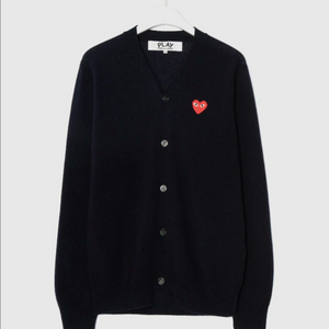 [새상품/정품] 꼼데가르송 플레이 레드하트 가디건 블랙 L (브이넥)