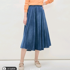 마인 엠블럼 버튼 플레어데님스커트 랑방 타임 더캐시미어