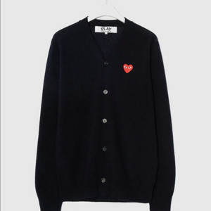[새상품/정품] 꼼데가르송 플레이 레드하트 가디건 블랙 L (브이넥)