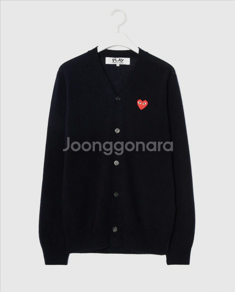 [새상품/정품] 꼼데가르송 플레이 레드하트 가디건 블랙 L (브이넥)--1