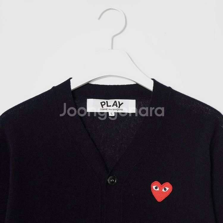 [새상품/정품] 꼼데가르송 플레이 레드하트 가디건 블랙 L (브이넥)--3