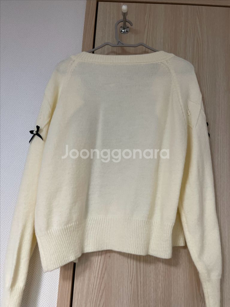 여성 리본 아이보리 가디건--1