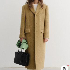 던스트 3버튼 울 부클 롱 코트 카멜