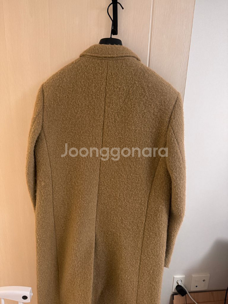 던스트 3버튼 울 부클 롱 코트 카멜--3