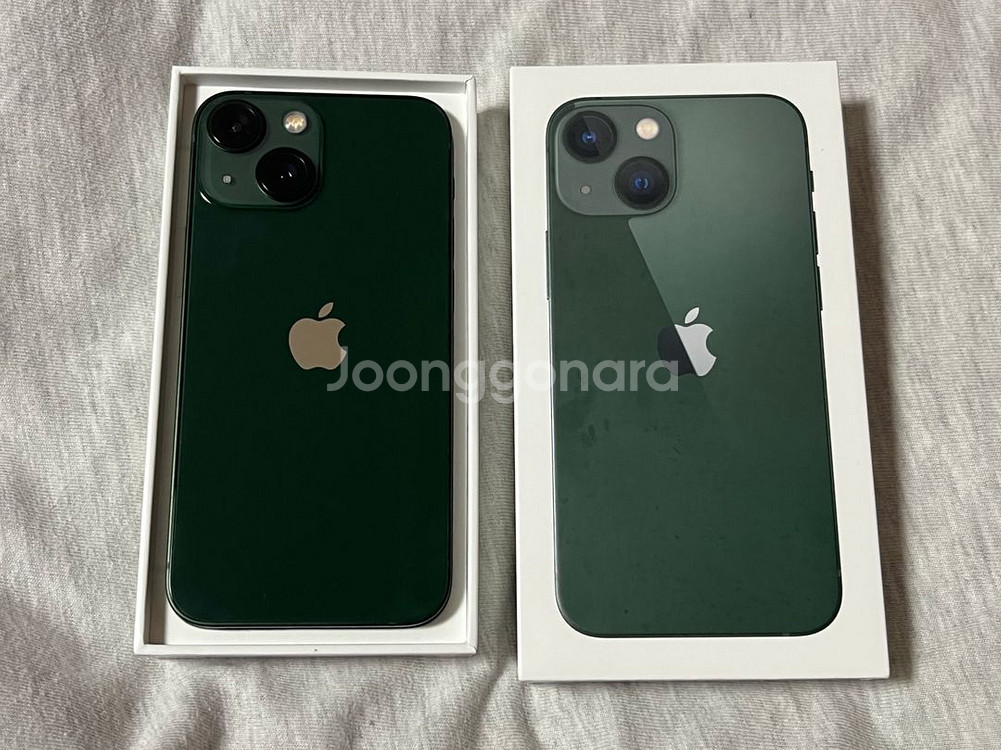 (리퍼미사용)13미니 128G 그린 배터리100% 자급제--1