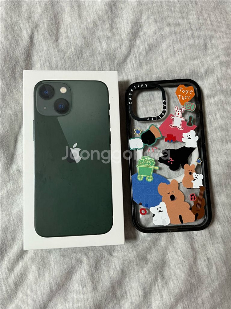 (리퍼미사용)13미니 128G 그린 배터리100% 자급제--0