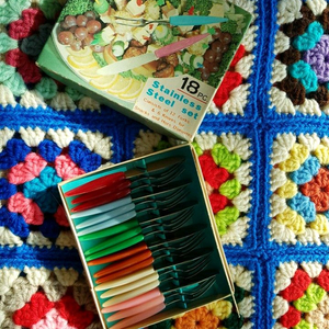 18개 세트 뜨개질 바늘빈티지 미니 칵테일 포크나이프 세트 18pcs