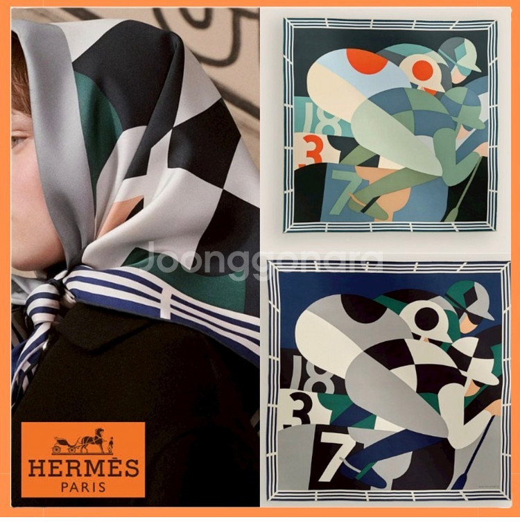 “정품 Hermès Carré 90 100% 실크 스카프 + 오렌지 박스 포함 / 상태 A급”--2