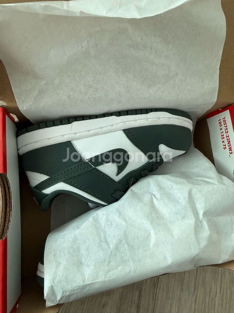 나이키 덩크 로우 키즈 화이트/그린 140mm--5