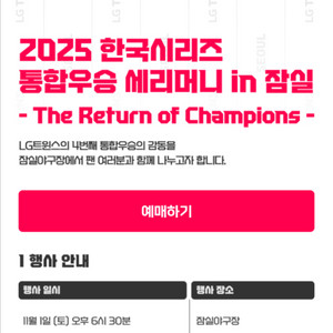 네이비 324 단석 LG 트윈스 2025 한국시리즈 통합우승 셰리머니 티켓