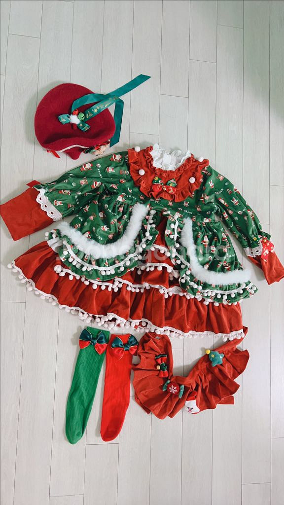 풀세트 크리스마스 여아 테마 파티 드레스 의상 풀세트--0