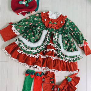 크리스마스 여아 테마 파티 드레스 의상 세트