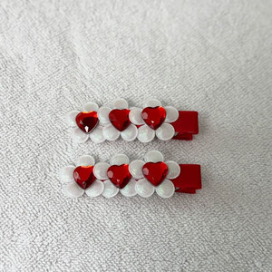 하트 헤어핀 2개 일괄 레드 컬러 유아 헤어삔