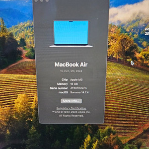 맥북에어 M3 16/256 15