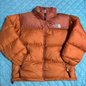 노스페이스 700 중앙로고 오렌지/브라운 패딩 M